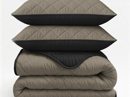 Lazy Dekbed Zonder Overtrek - Double Face - Taupe/Zwart