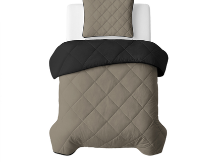 Lazy Dekbed Zonder Overtrek - Double Face - Taupe/Zwart