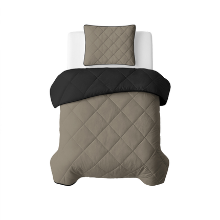 Lazy Dekbed Zonder Overtrek - Double Face - Taupe/Zwart