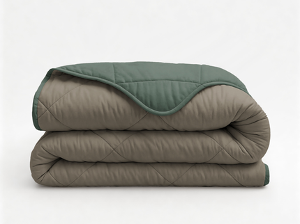 Lazy Dekbed Zonder Overtrek - Double Face - Taupe/Groen