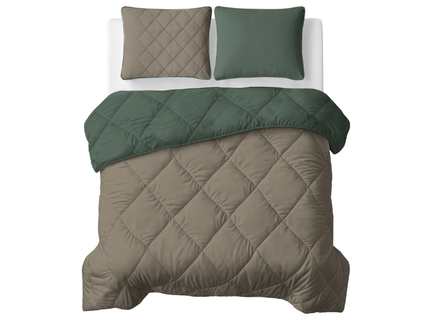 Lazy Dekbed Zonder Overtrek - Double Face - Taupe/Groen