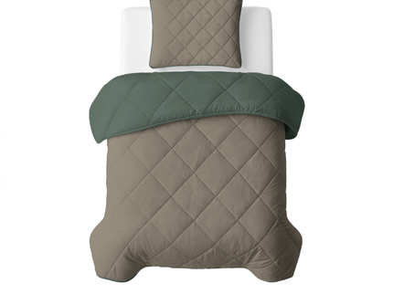 Lazy Dekbed Zonder Overtrek - Double Face - Taupe/Groen