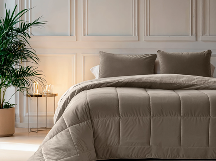 Lazy Dekbed Zonder Overtrek - Velvet - Taupe/Grijs
