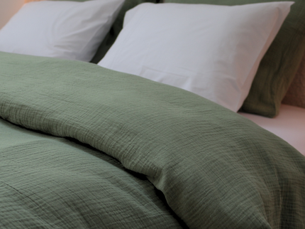 Dekbedovertrek Percale-Katoen - Mousseline - Groen