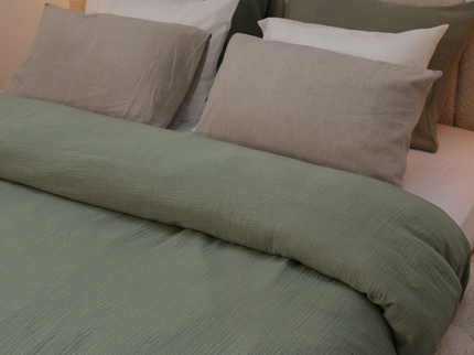 Dekbedovertrek Percale-Katoen - Mousseline - Groen