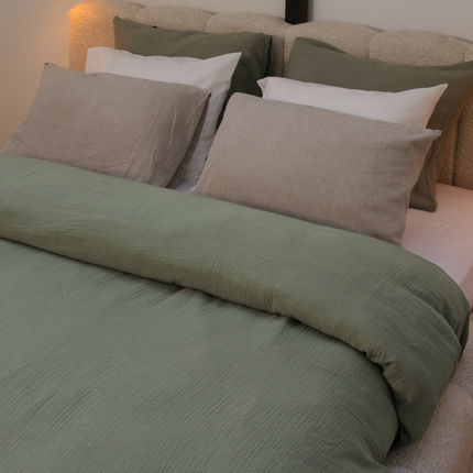 Dekbedovertrek Percale-Katoen - Mousseline - Groen