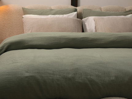 Dekbedovertrek Percale-Katoen - Mousseline - Groen