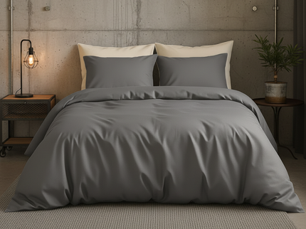 Dekbedovertrek Katoen Satijn Uni - Grijs