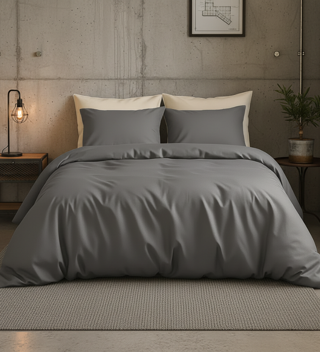 Dekbedovertrek Katoen Satijn Uni - Grijs