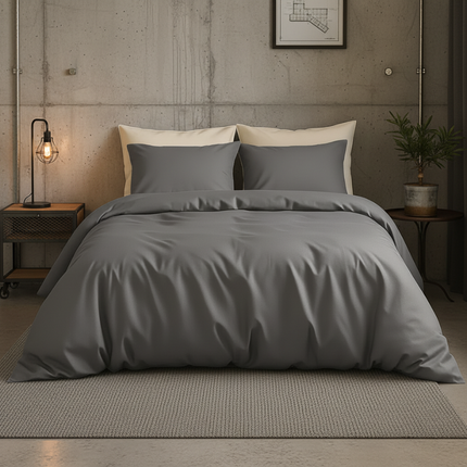Dekbedovertrek Katoen Satijn Uni - Grijs