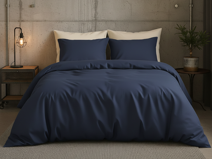 Dekbedovertrek Katoen Satijn Uni - Navy