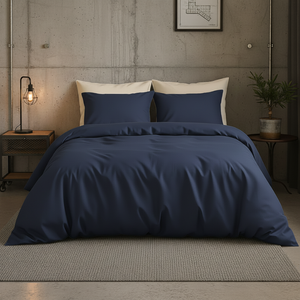 Dekbedovertrek Katoen Satijn Uni - Navy