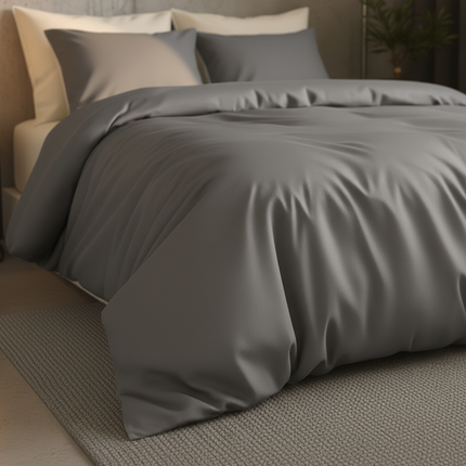 Dekbedovertrek Katoen-Satijn Uni - Grijs