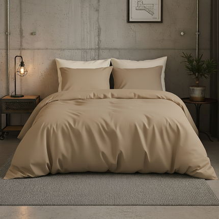 Dekbedovertrek Katoen-Satijn Uni - Taupe