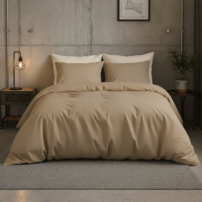 Dekbedovertrek Katoen-Satijn Uni - Taupe