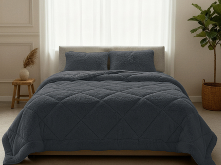 Lazy Dekbed Zonder Overtrek - Teddy Fur - Antraciet