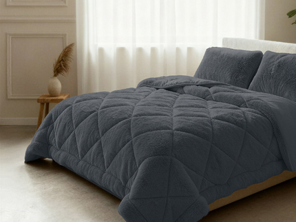 Lazy Dekbed Zonder Overtrek - Teddy Fur - Antraciet