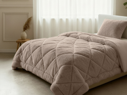 Lazy Dekbed Zonder Overtrek - Teddy Fur - Taupe