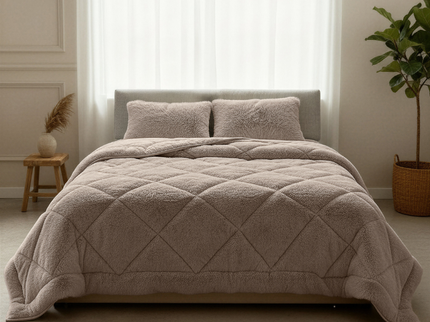 Lazy Dekbed Zonder Overtrek - Teddy Fur - Taupe