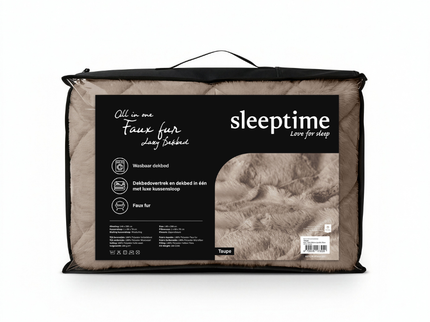Lazy Dekbed Zonder Overtrek - Teddy Fur - Taupe