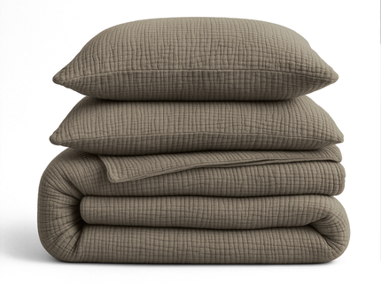 Lazy Dekbed Zonder Overtrek - Katoen Mousseline - Taupe