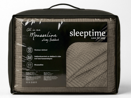 Lazy Dekbed Zonder Overtrek - Katoen Mousseline - Taupe