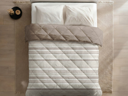 Easy Dekbed Zonder Overtrek - Horizontal Lines - Beige