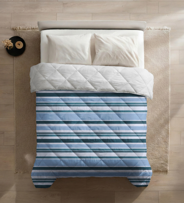 Easy Dekbed Zonder Overtrek - Horizontal Lines - Navy