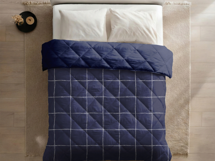 Easy Dekbed Zonder Overtrek - Scribble Squares - Navy