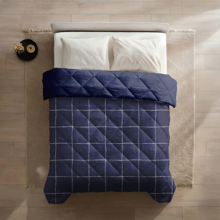 Easy Dekbed Zonder Overtrek - Scribble Squares - Navy
