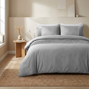 Dekbedovertrek Velvet Band - Sand/Grijs