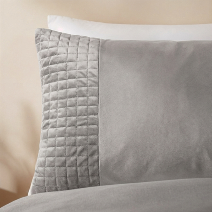 Dekbedovertrek Velvet Band - Sand/Grijs