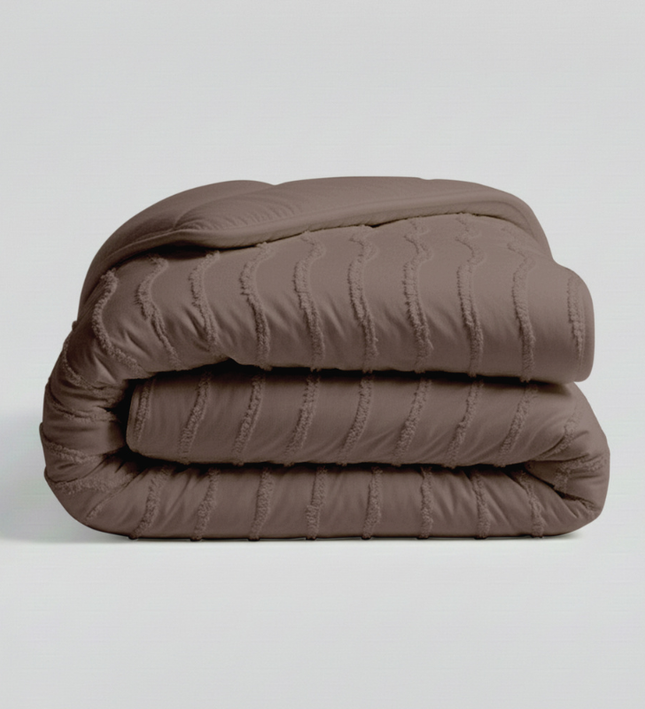 Easy Dekbed Zonder Overtrek -  Japandi Waves - Bruin