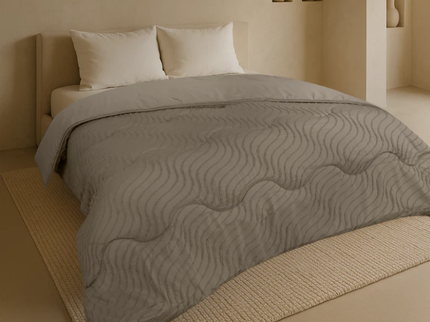 Easy Dekbed Zonder Overtrek - Japandi Waves - Taupe