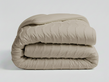 Easy Dekbed Zonder Overtrek - Japandi Waves - Taupe