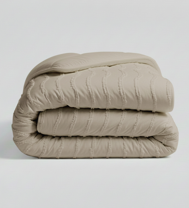 Easy Dekbed Zonder Overtrek - Japandi Waves - Taupe