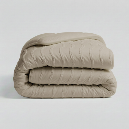 Easy Dekbed Zonder Overtrek - Japandi Waves - Taupe