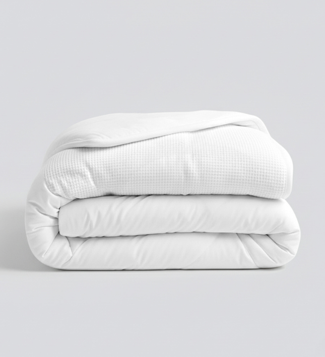 Easy Dekbed Zonder Overtrek - Waffle Band - Wit