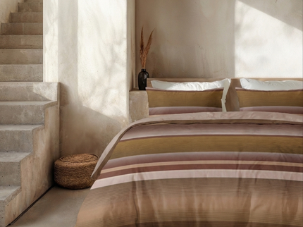 Dekbedovertrek Percale Katoen - Stripe Kaneel