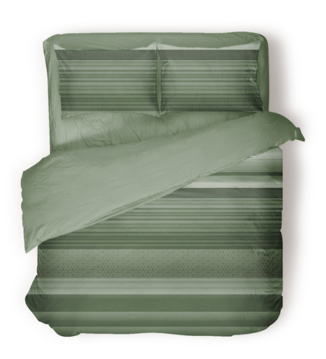 Dekbedovertrek Percale-Katoen Verkoelend - Stripe Olive
