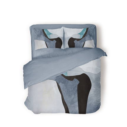 Dekbedovertrek Percale Katoen - Abstract Marble - Blauw