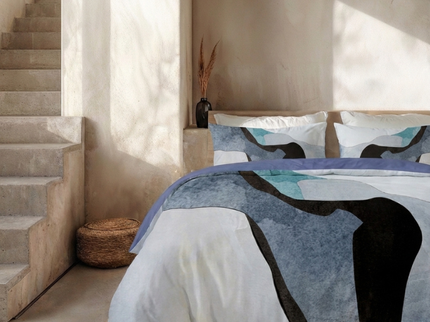 Dekbedovertrek Percale Katoen - Abstract Marble - Blauw