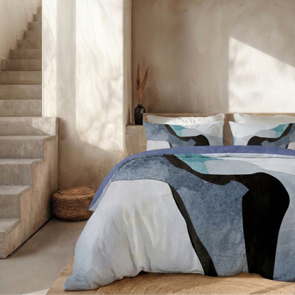 Dekbedovertrek Percale Katoen - Abstract Marble - Blauw