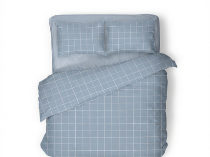 Dekbedovertrek Percale-Katoen - Squared Blauw