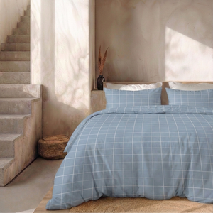 Dekbedovertrek Percale Katoen - Squared Blauw