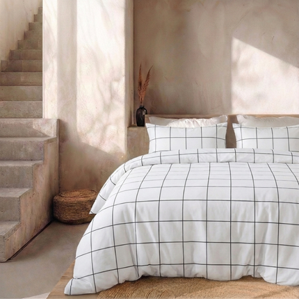 Dekbedovertrek Percale Katoen - Squared Wit