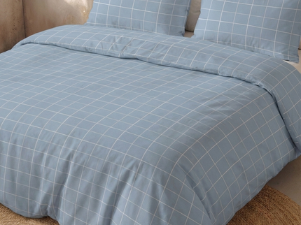 Dekbedovertrek Percale-Katoen - Squared Blauw