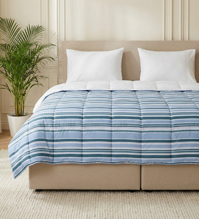 Easy Dekbed Zonder Overtrek - Horizontal Lines - Navy