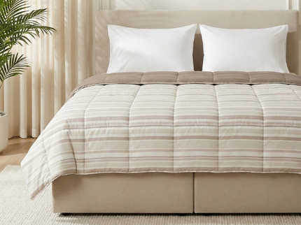 Easy Dekbed Zonder Overtrek - Horizontal Lines - Beige