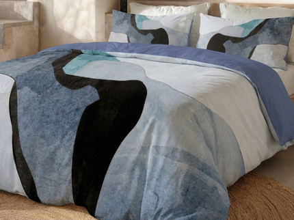 Dekbedovertrek Percale Katoen - Abstract Marble - Blauw